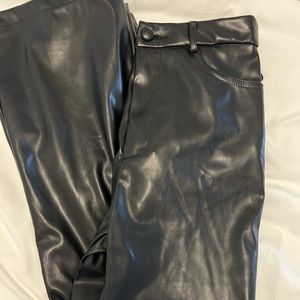 Black faux leather pants